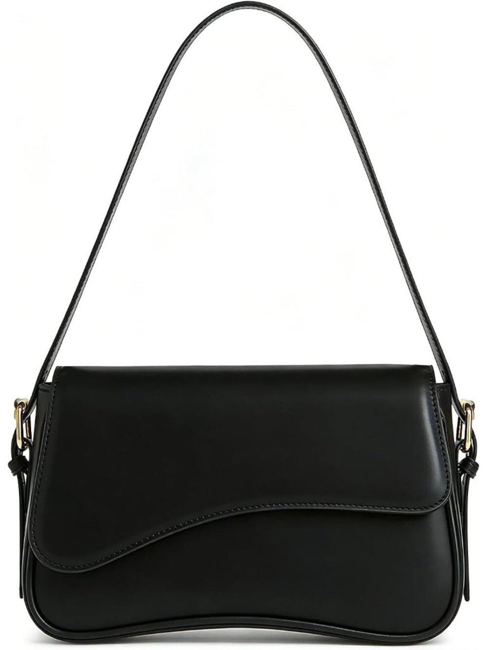 👜Women's Black PU Leather Y2K Shoulder Bag Underarm Crossbody Travel Purse